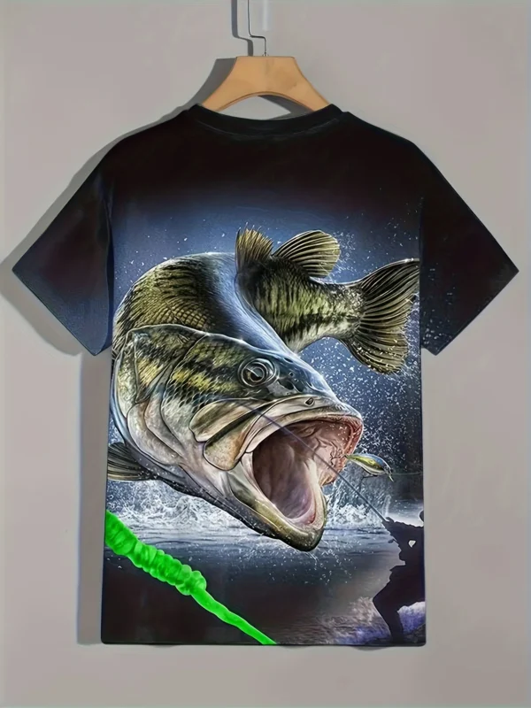 Fish T-Shirt For Men Fishing Graphic Tee 3D Print Short Sleeve Tees Casual T Shirt Oversized Men's Clothing Tops Summer 2024 New - Image 4