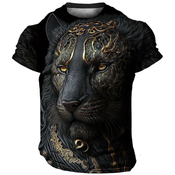 3d Lion Print Men's T-Shirt Summer Quick Dry Short Sleeve T-Shirt For Men Street Trend Man Clothing Loose Oversized Tee 2024 Top