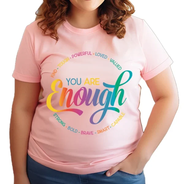 You Are Enough LGBT Pride Month Gay Lesbian Rainbow Ally Oversized Size T-Shirt Woman Summer Clothing Graphic Tees Gifts Lesbian - Image 3