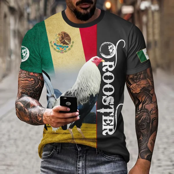 Mexican Flag Pattern 3D T-shirt Summer Casual Pullover Men's Fashion Loose T-shirt Boys Extra Large Short Sleeve Top - Image 4