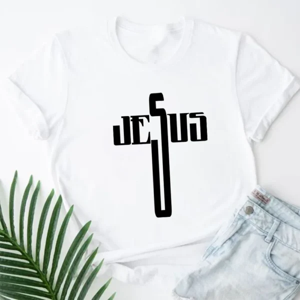 2023 Jesus Is King Letter Print Women T-shirt Christian Faith Hope Love Harajuku T Shirts Religion O-neck Tops Tees Streetwears - Image 4