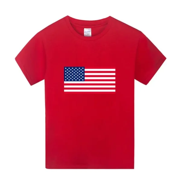 American Flag Cotton Short-Sleeved Student Sports Clothing Summer New Children's Clothing kids Clothing Boys And Girls T Shirt - Image 3