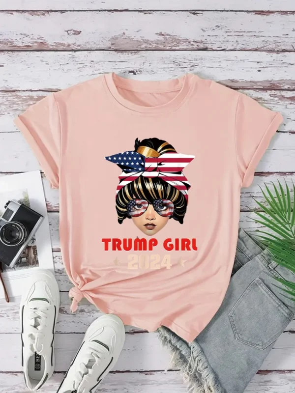 4th Of July Trump 45 47 Trump Girl 2024 T-Shirt Fun cute tops for teen graphic tees women t-shirts t shirts for women - Image 3