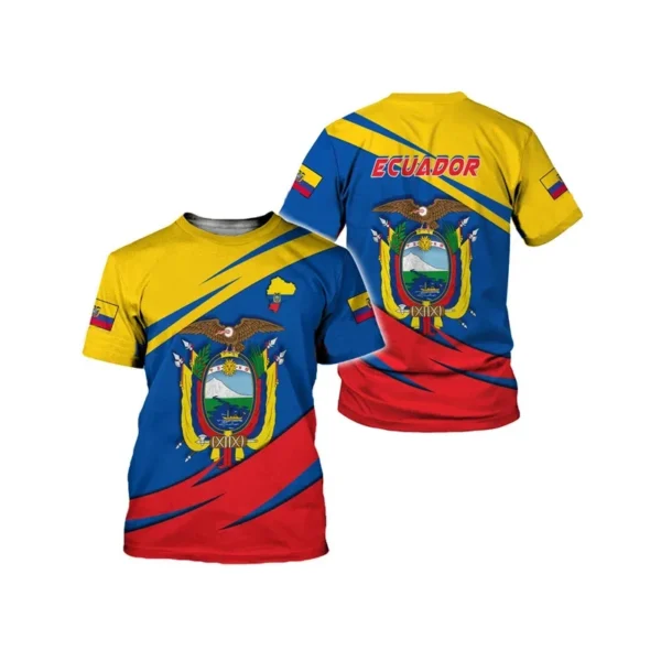 New personalized Ecuadorian T-shirt Casual flag 3D printed short sleeve top for men and women - Image 6