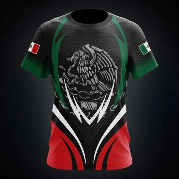 Mexico Flag Print Tee Shirt For Men Cloting Fashion 3D Mexican National Emblem Pattern Short Sleeve Oversized Tshirts Streetwear