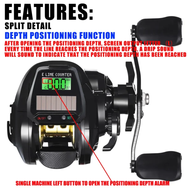 SAMOLLA Fishing Reel USB And Solar Charging Electronic Baitcasting Led Screen 7.2:1 Saltwater Waterproof Cast Drum Wheel Casting - Image 3