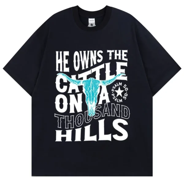 He Owns The Cattle Graphic Christians T-shirts Vintage Cotton Short Sleeve Loose Women T-Shirt Casual Western Christian Tshirts - Image 3