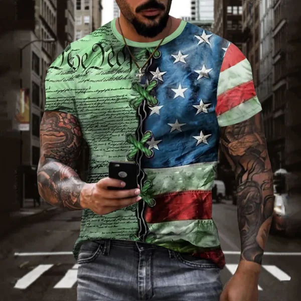 New Summer Tide Flag Picture Men T-Shirts Casual 3D Print Tees Hip Hop Personality Round Neck Short Sleeve Quick-Dry Tops - Image 4