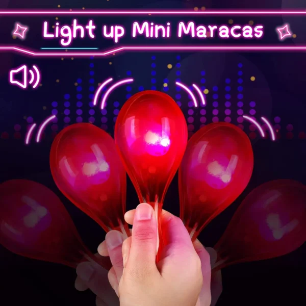 12pcs Light Up Mini Maracas Toys Plastic Maracas LED Flashing Shaker Neon Mexican Decorations Noisemaker Fiesta Themed Birthday - Image 4