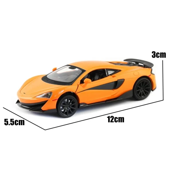 Orange toy car, McLaren 600LT model.