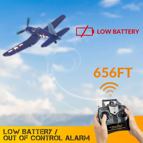 Remote control plane low battery alarm.