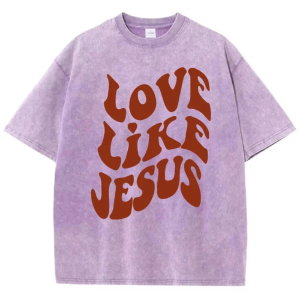 Love Like Jesus Letter Print Male Tee Shirt Graphic Oversized Tshirt High-Quality Soft Tees Hot Sale Breathable Short Sleeved - Image 4