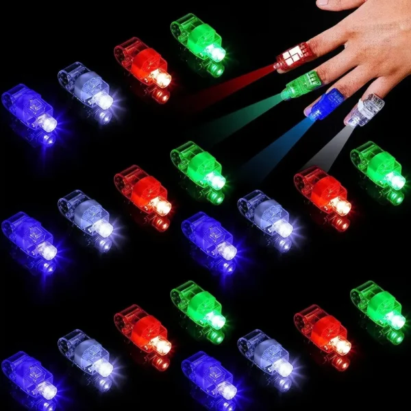 Colorful LED finger lights for party fun.