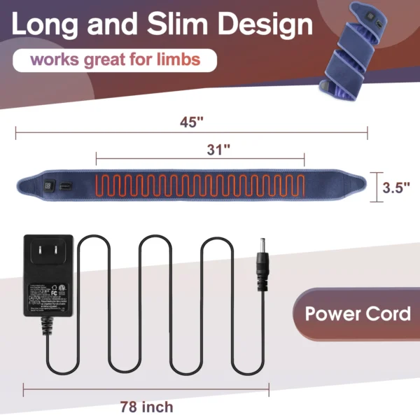 Heating pad for limbs with power cord.