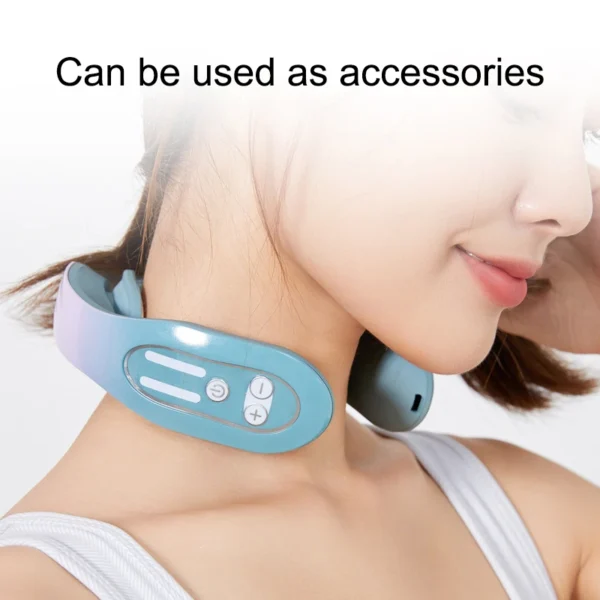 2 Massage Head And Neck Massagers Shoulder Kneading And Relaxation Blue Light Hot Compress Gradient Color Massager - Image 3