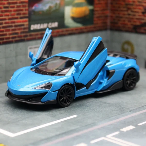 Blue toy car with doors open