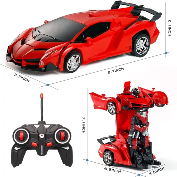 Red remote control car transforming robot.