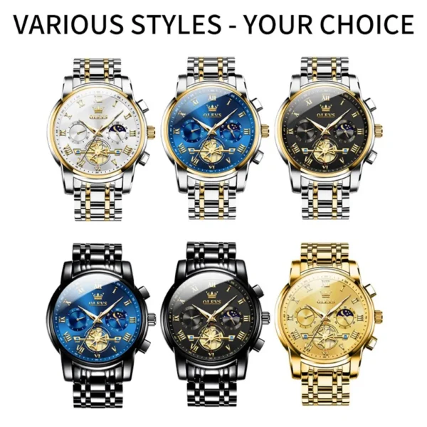 Six gold and silver men's watches.