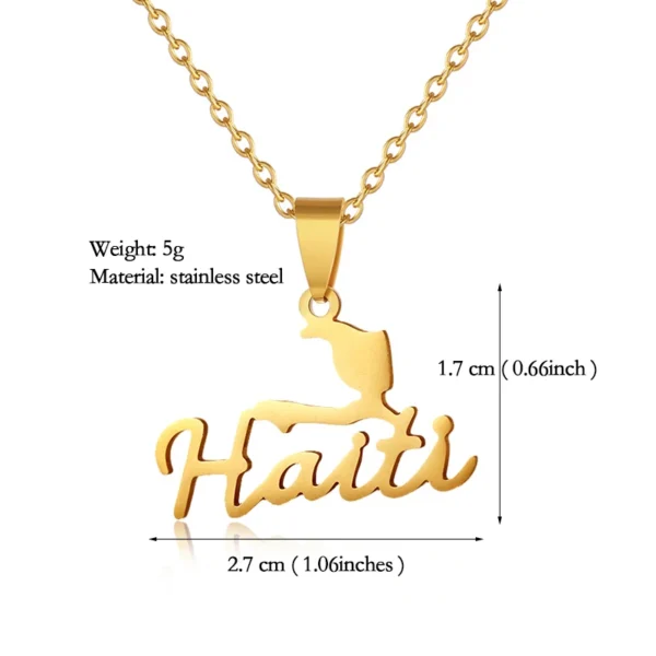 Gold Haiti necklace with map pendant