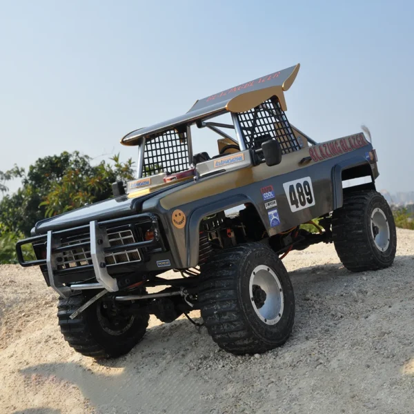 Gray and gold off-road race car