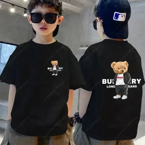 Luxury Brand Bear Graphic Children T-shirt Cotton Cute Print Tshirt Summer Fashion Kids Shirts Boy Girl Tops Clothing Free Tops - Image 3