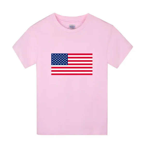 American Flag Cotton Short-Sleeved Student Sports Clothing Summer New Children's Clothing kids Clothing Boys And Girls T Shirt - Image 2