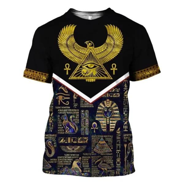 Fashionable Egyptian Wind Pictures For Men's T-Shirts Trend Digital Printing Casual Round Neck Short Sleeved Tops - Image 4