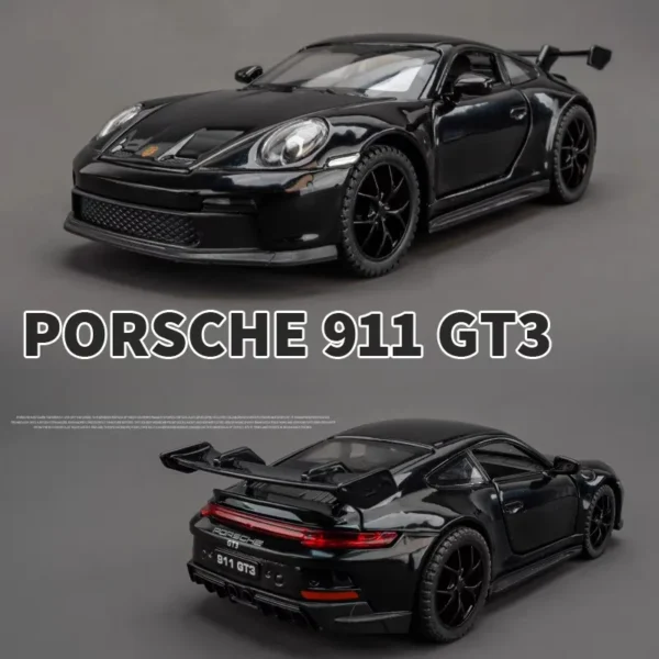 Black Porsche 911 GT3 sports car.