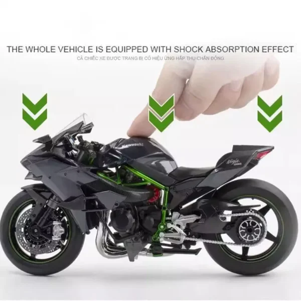 1/9 Kawasaki Ninja H2R Motorcycle Model Toys Alloy Diecast With shock absorbers Sound Light Toy for Children Boys Gifts - Image 3