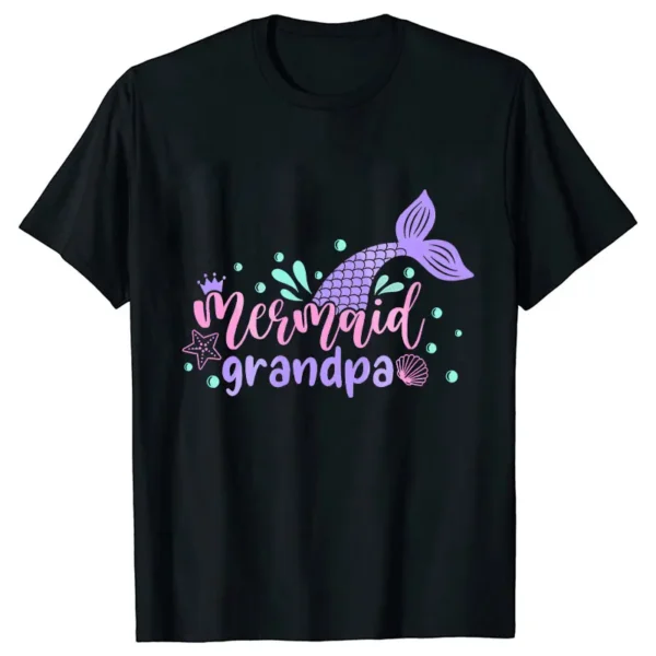 2024 Fashion Matching Family Outfits Girls Birthday Party T-shirt Mermaid Y2k Graphic Tops Unisex Streetwear Kids Black Clothing - Image 4