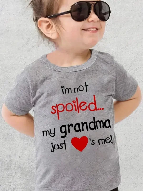 "I'M NOT SPOILED"" Toddler Girls Graphic T-Shirt - Casual Round Neck Tee for Kids Summer Clothes" - Image 4