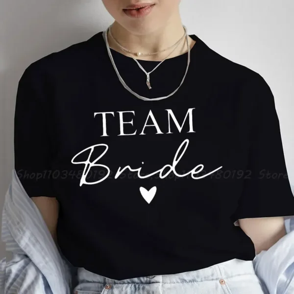 Team Bride T-shirt Women Bridal Wedding Tops Friends Single Farewell Bachelorette Hen Party Tees EVJF Blouses Aesthetic Clothing - Image 4