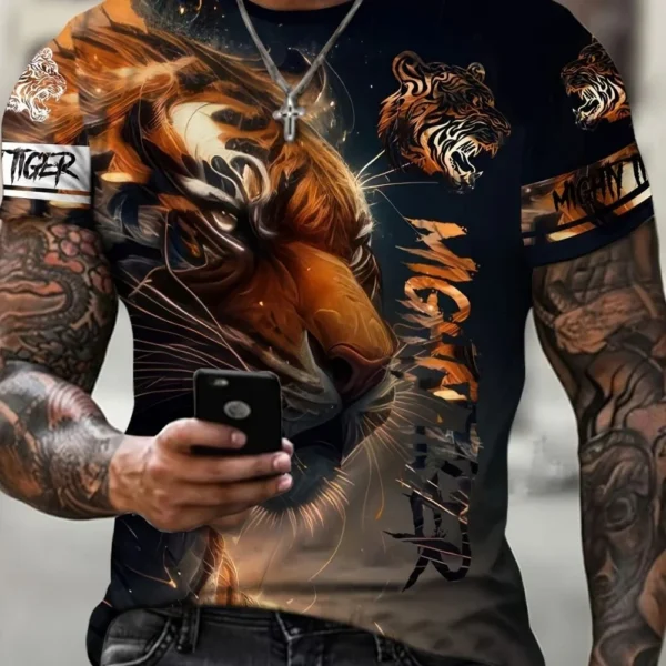 New Animal Graphic T-shirt For Men 3D Print Casual Short Sleeve Summer Round Neck Loose Tops Fashion Street Style Clothing Tees