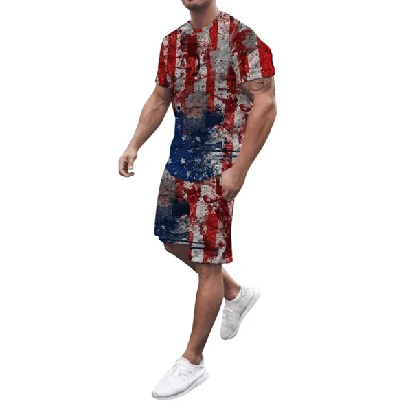 Men's T-shirt Sets USA American Flag 3D Print Tracksuit T Shirts Shorts 2 Pieces Streetwear Male's Oversized Suits Sportswear - Image 6