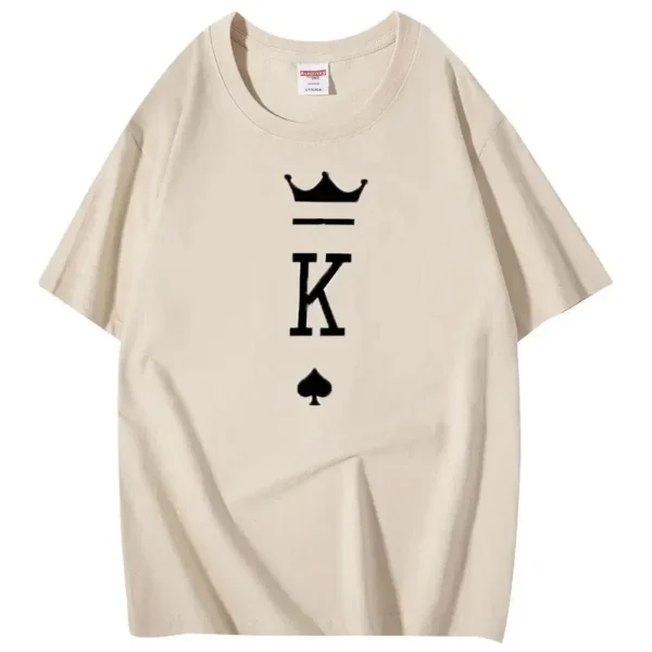 King And Queen Printed Couple t-Shirt Lovers Printed Cotton Ladies New High Quality Plus Size Trend All-Match t-Shirtm-4xl - Image 4