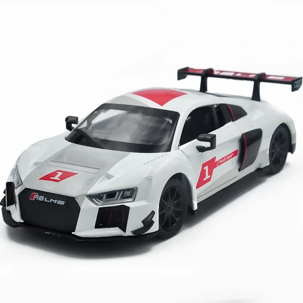 White Audi R8 LMS race car toy.