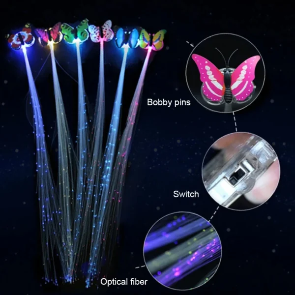 LED Party Light Up Fiber Optic Hair Barrettes Clip Hairpin Silk Flash Braids Luminous Hairlights Birthday Gift Wedding Carnival - Image 6