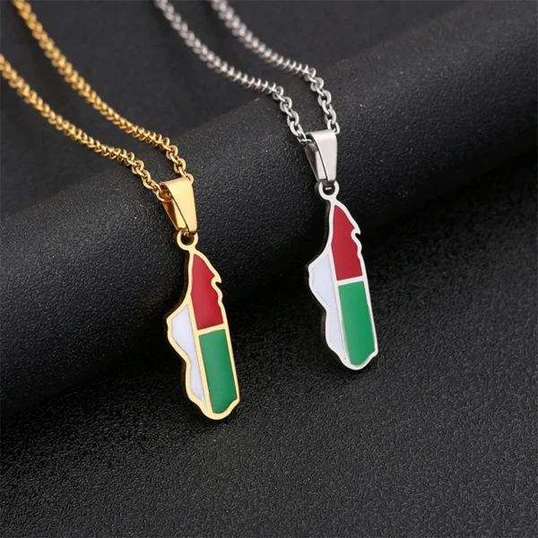 Two gold and silver necklaces with Madagascar pendants.