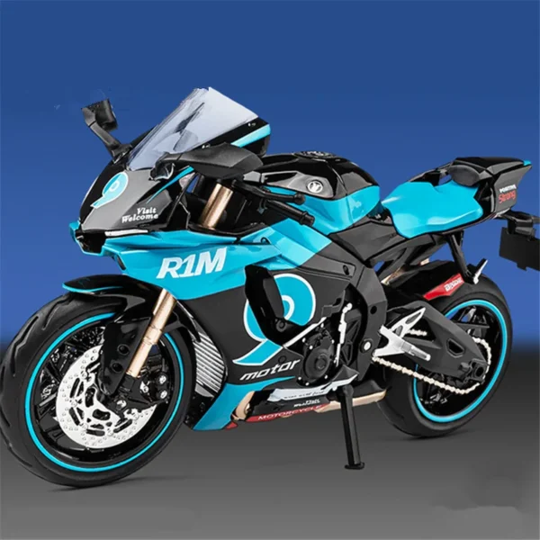 1:12 YZF-R1M Alloy Racing Motorcycle Model Diecast Street Cross-Country Motorcycle Model Simulation Sound and Light Kid Toy Gift - Image 2