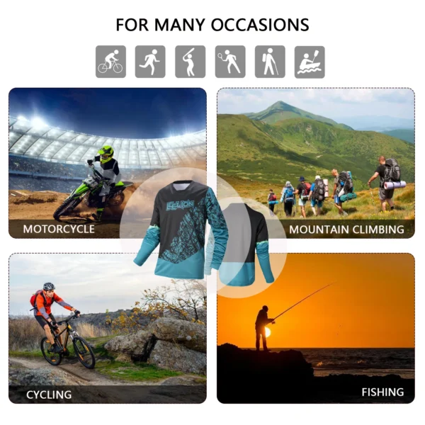 Motorcycle Off-road T-shirt,Cycling Jersey, Quick Dry Breathable Moisture Wicking Long Sleeve MTB Shirt For Biking Riding Sport - Image 5