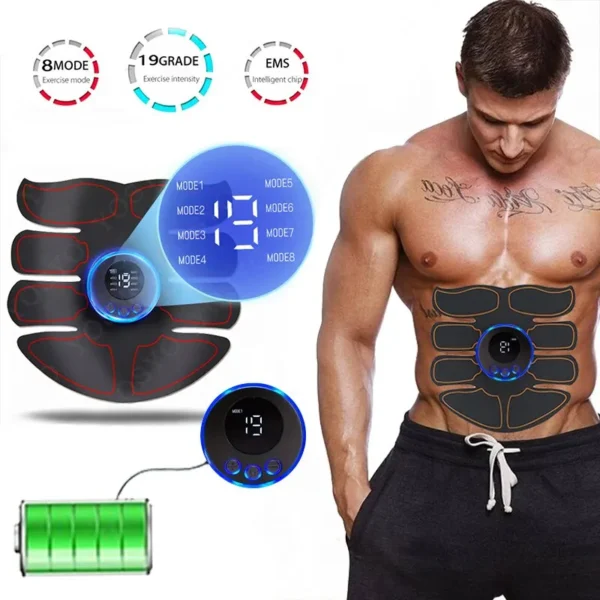 EMS Abdominal Muscle Stimulator Fitness ABS Arm Training Patches Muscle Exercise Instrument USB Charging Home Men