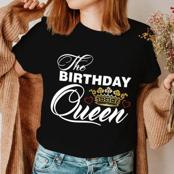 The Birthday Queen/It's My Queen's Birthday Couple Matching Tshirt Love Crown Lovers Shirt Fashion Wife Husband Couple T Shirt - Image 3