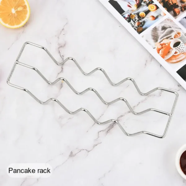 Stainless steel pancake cooling rack.