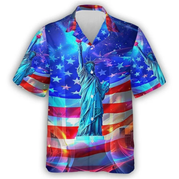 US Flag 3D Printed Shirts For Men Clothes USA Eagle Graphic Beach Shirts America Happy Independence Day Blouses American Tops - Image 3