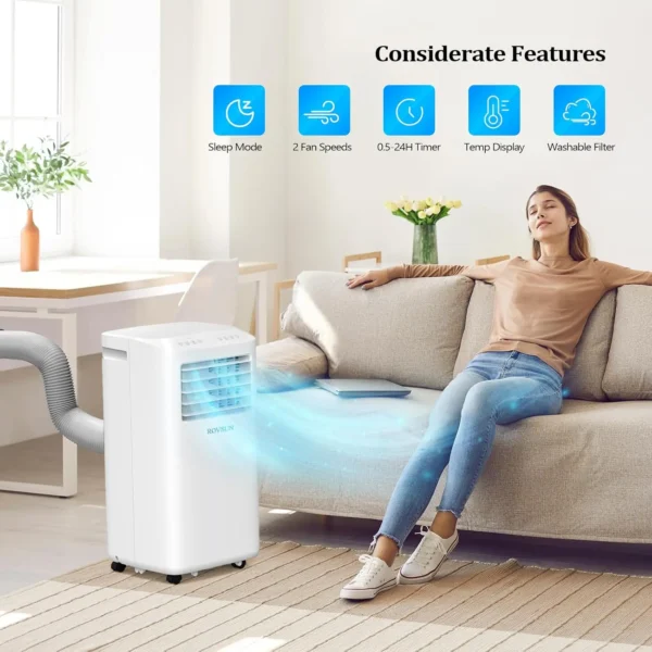 WiFi Enabled 10000 BTU Portable Air Conditioner with Heat 4-in-1 Cooler Heater Dehumidifier Fan Room Mobile - Image 2