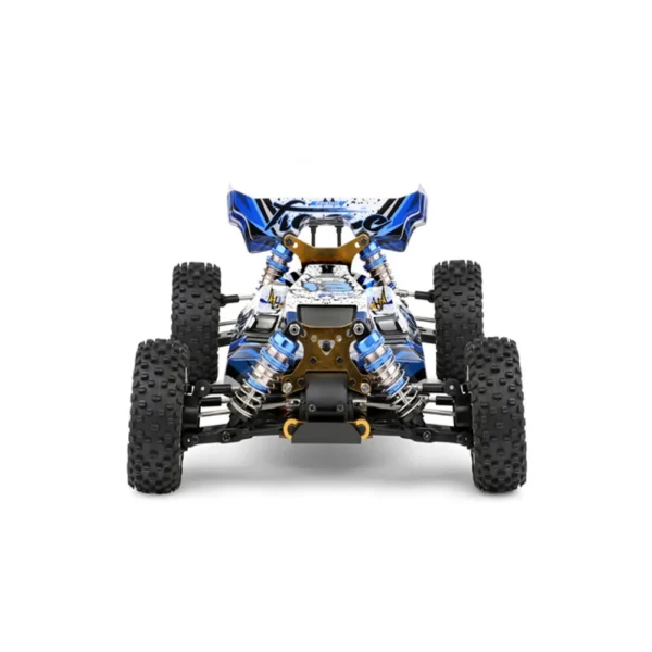 Blue and white remote control car.