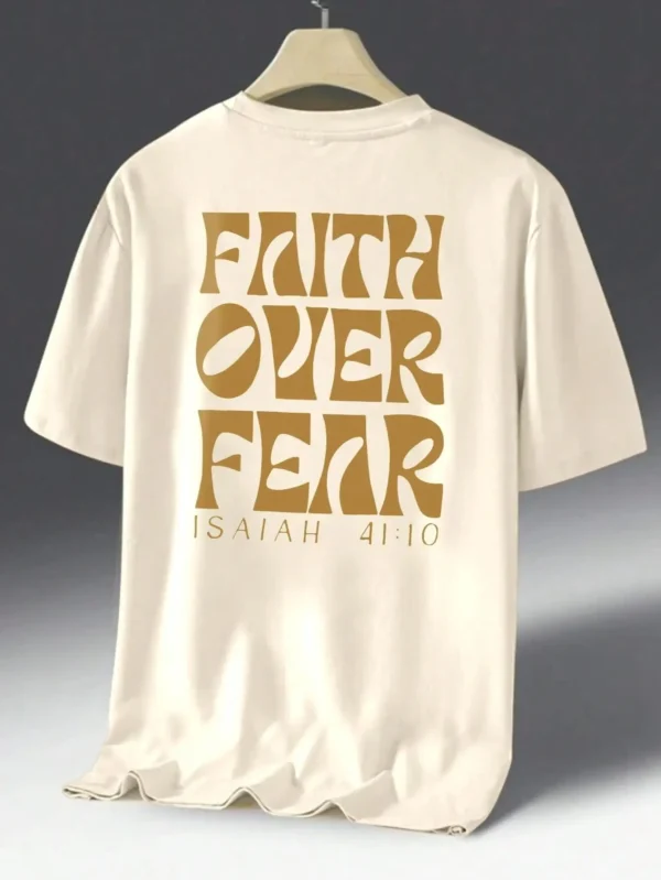 Faith Over Fear Is Aiah 41:10 Printing Male T Shirts Quality Tshirt Summer Casual Cotton Tops Hip Hop Breathable Tee Clothes - Image 2