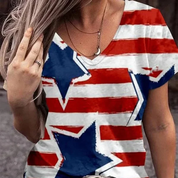 Vintage American Flag 2024 Fashion Summer Women T-Shirt Street Casual Style Comfortable 3D Printed Short Sleeve Lady's Clothing - Image 3