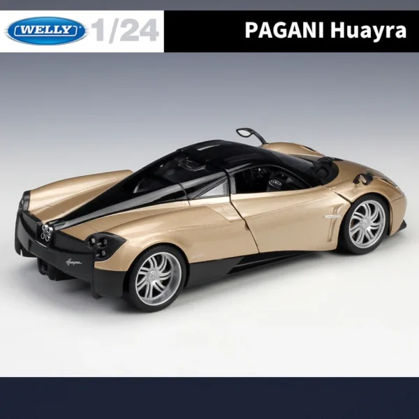 Gold Pagani Huayra 1/24 scale model car.