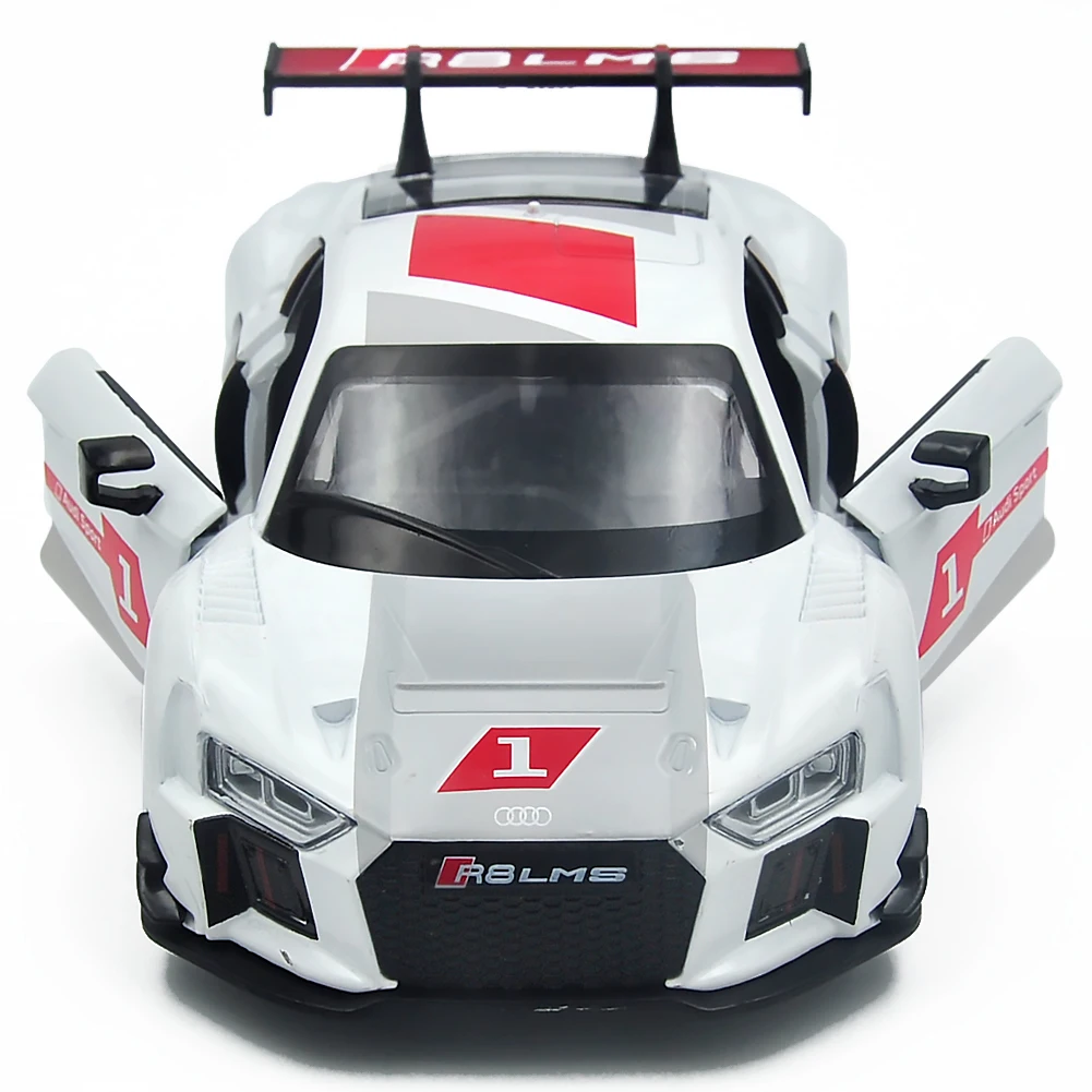 White Audi R8 LMS race car toy.